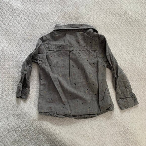 5/$25 Cat & Jack gray speckled long sleeve collared button front shirt - Picture 7 of 7